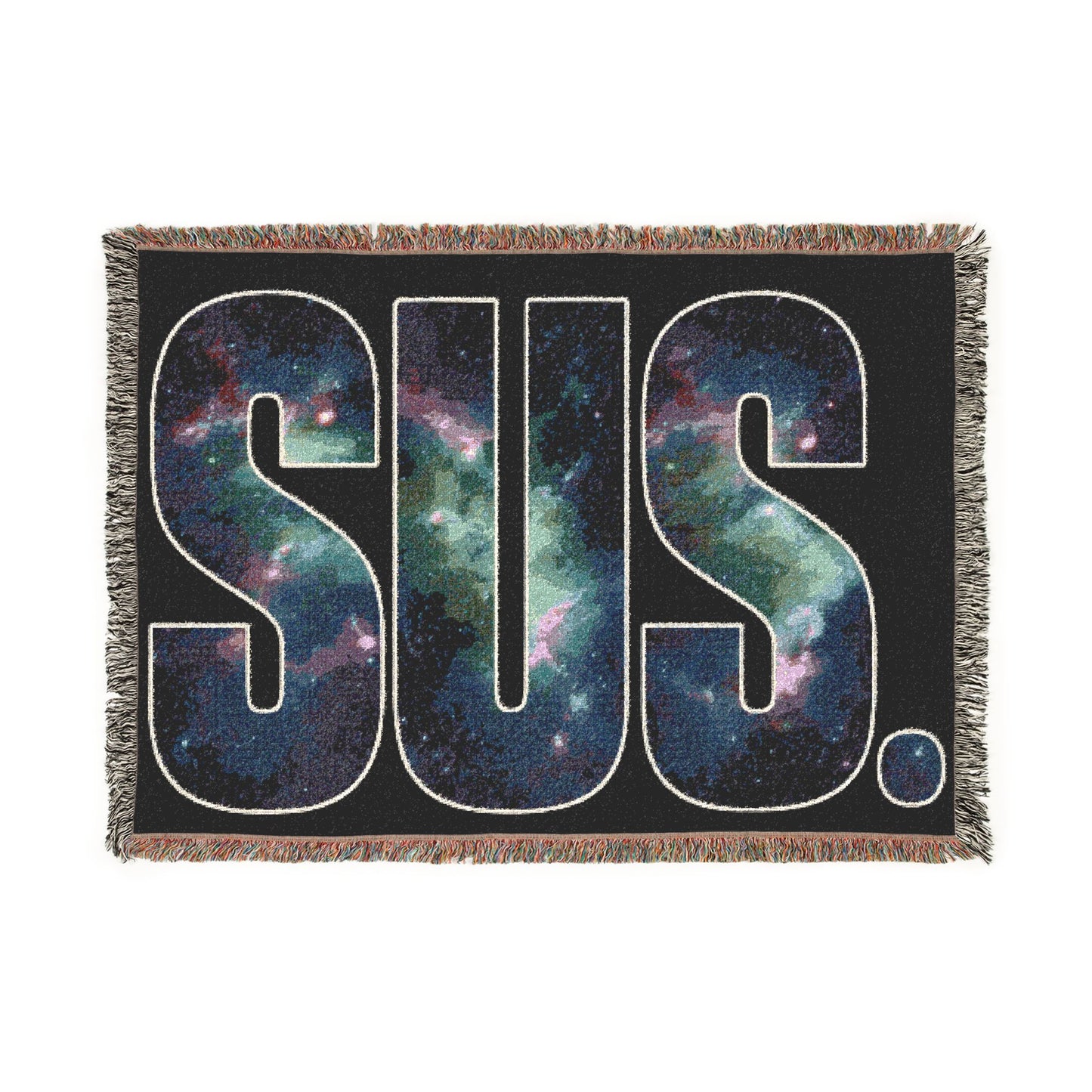SUS. Galaxy Woven Blanket — Space Lettering Throw for Teens & Cozy Rooms